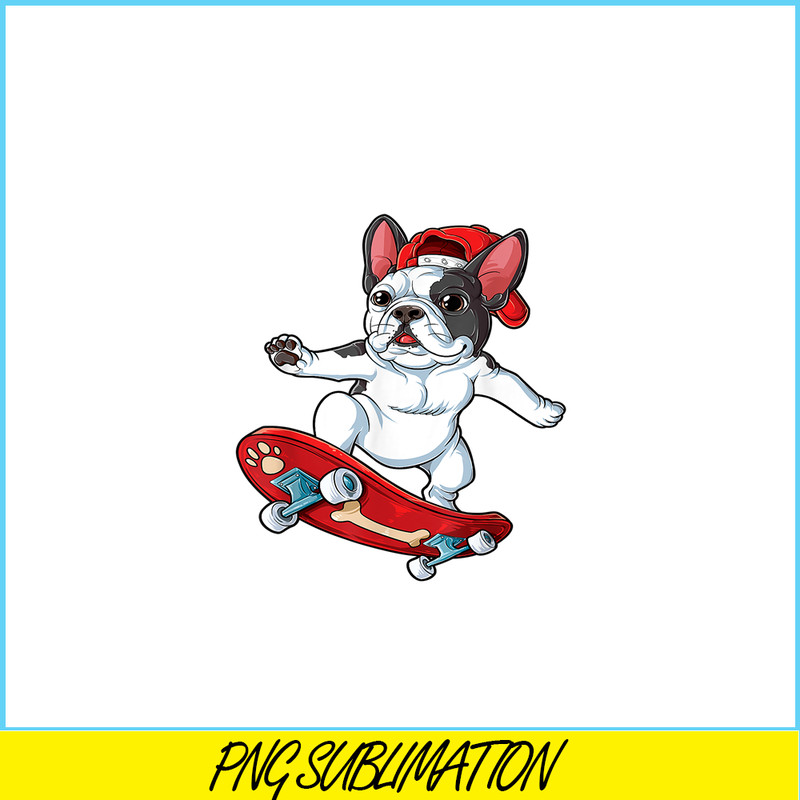 HL16102389-French Bulldog Skateboard PNG, Frenchie Dog Lover PNG, French Dog Artwork PNG.png