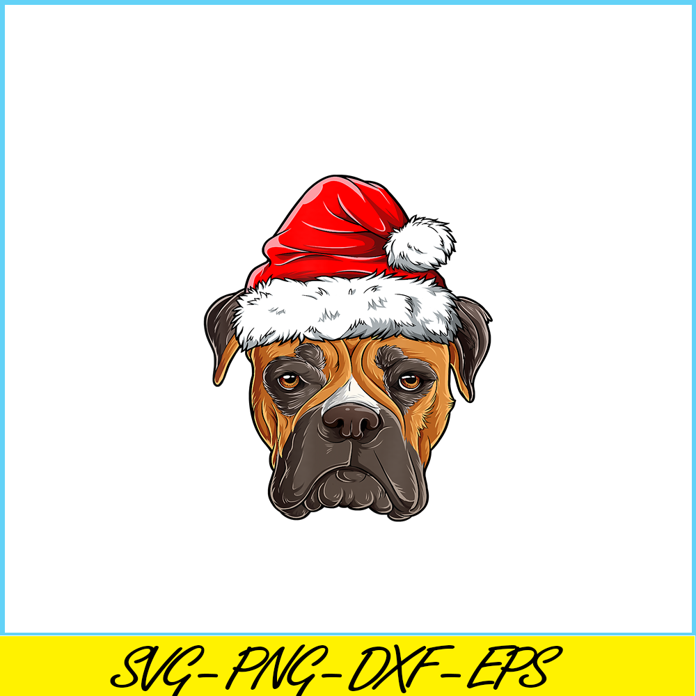 PNG141023107-Boxer Christmas Dog Santa Hat Xmas Boys Kids Girls Gifts T-Shirt Png.png