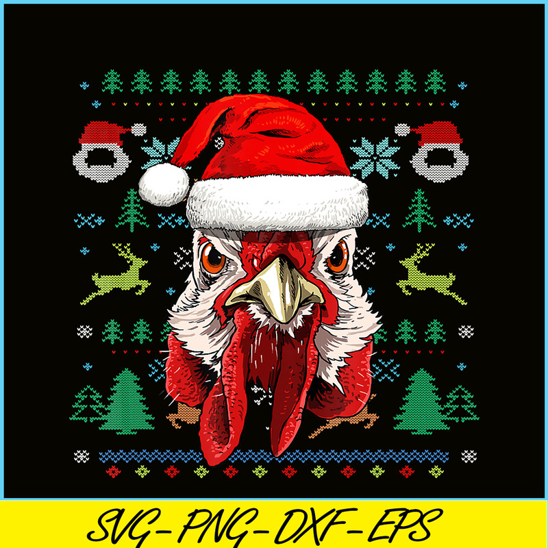 PNG141023127-Chicken Ugly Christmas Santa Hat Xmas Gifts Kids Boys Girls T-Shirt Png.png
