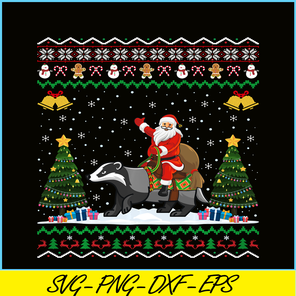 PNG14102381-Badger Ugly Xmas Gift Santa Riding Badger Christmas Sweatshirt Png.png
