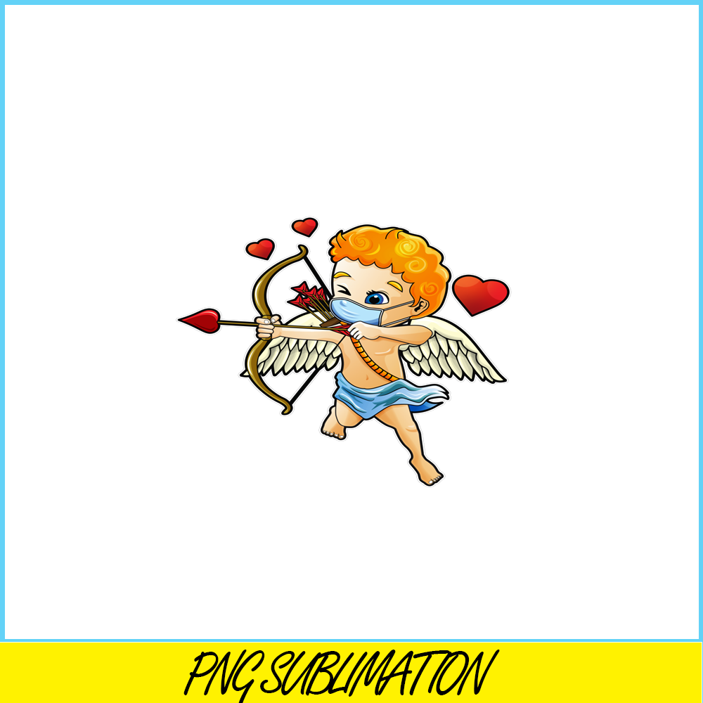 VLT19102325-Cupid Wearing Mask PNG, Lovely Valentine PNG, Valentine Holidays PNG.png