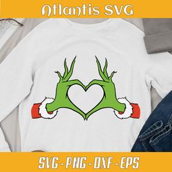 grinch hands making heart svg dxf , digital file cricut, silhouette , file cut, instant download