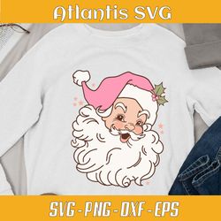 pink santa claus christmas vintage svg dxf, retro pink santa claus svg png, christmas vintage santa svg png dxf eps