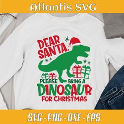 dinosaur green christmas svg dxf, christmas gift svg dxf, letter to santa claus svg png dxf eps