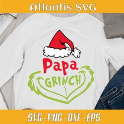 papa grinch funny christmas svg dxf, santa claus hat papa grinch svg dxf, grinch family svg png dxf eps