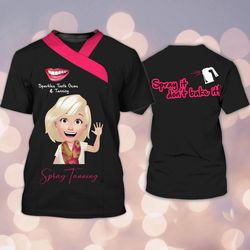 sparkling funny spray tanning shirt with tooth gems unique 3d tshirt for dentists