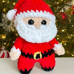 Santa Low Sew CROCHET PATTERN,  Christmas Ornament Amigurumi Plushie Easy Tutorial