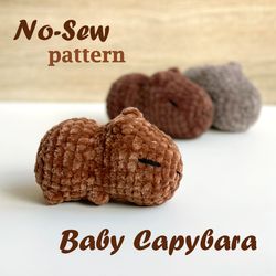 Baby Capybara No Sew Crochet Pattern, Amigurumi Tutorial, Cute Plushie, Easy Beginner Friendly Pattern