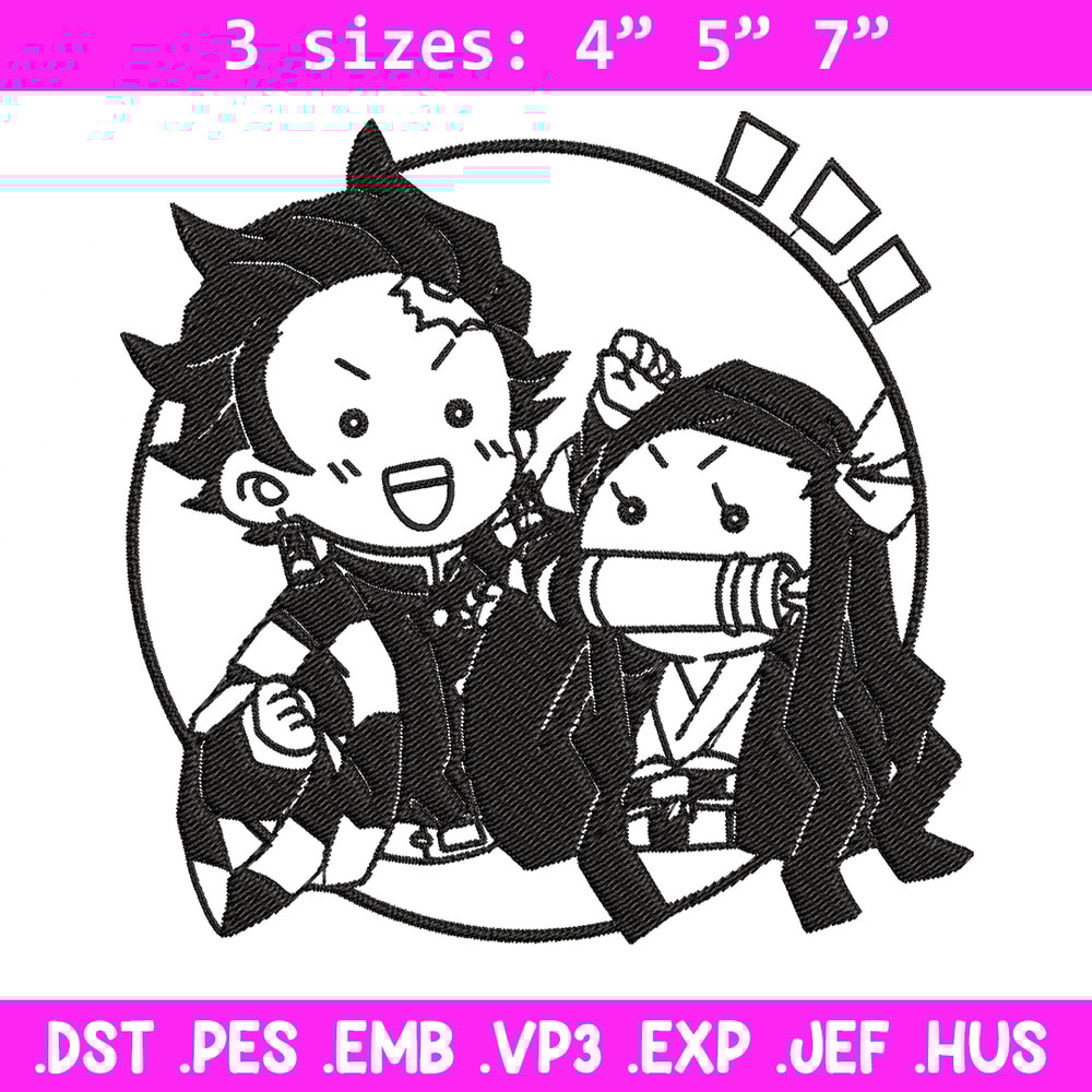 Tanjiro x nezuko Embroidery Design, Demon slayer Embroidery, Embroidery File, Anime Embroidery, Digital download.jpg