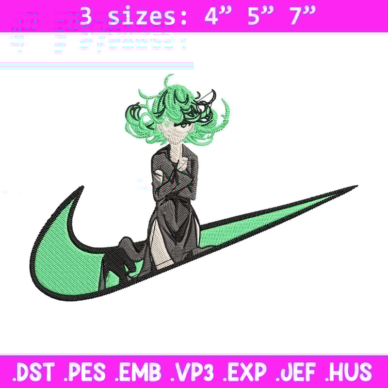 Tatsumaki nike Embroidery Design,One punch man Embroidery, Embroidery File, Nike Embroidery,Anime shirt,Digital download.jpg