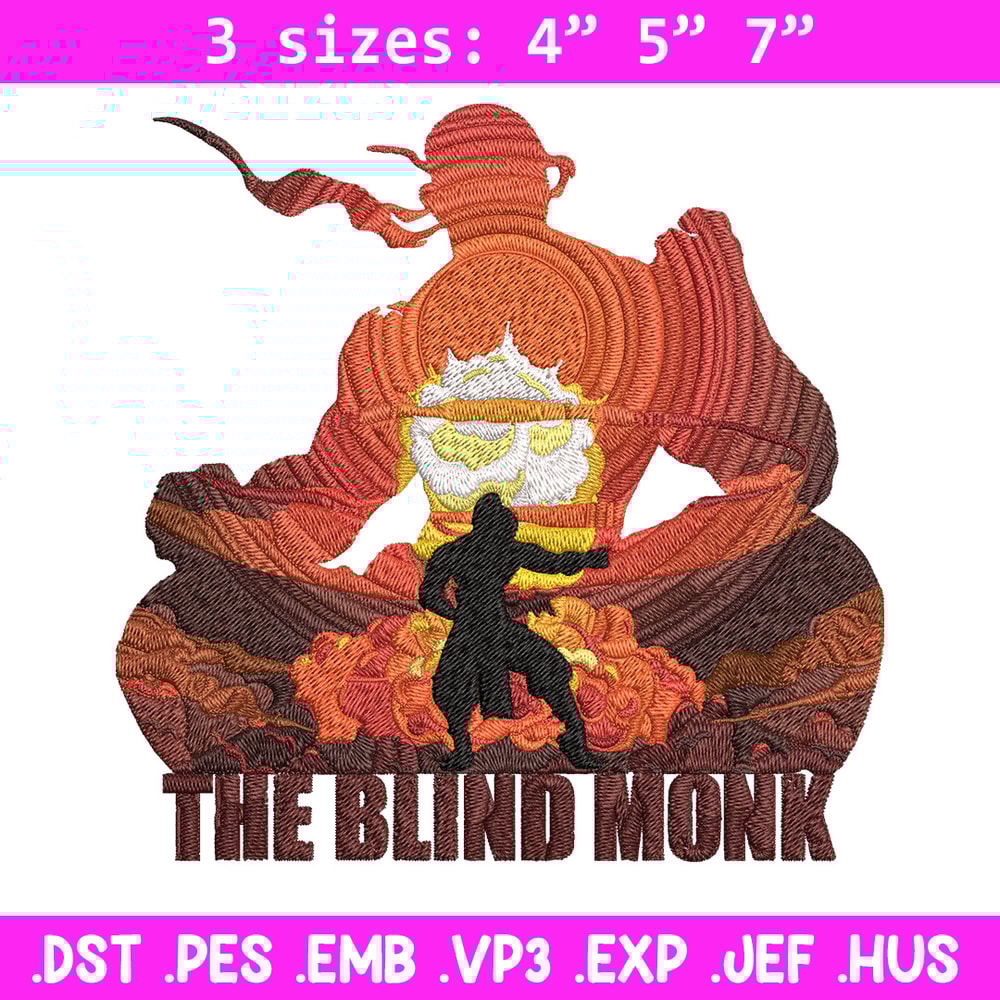 The blind monk Embroidery Design, Poster Embroidery, Embroidery File, Anime Embroidery, Anime shirt, Digital download.jpg