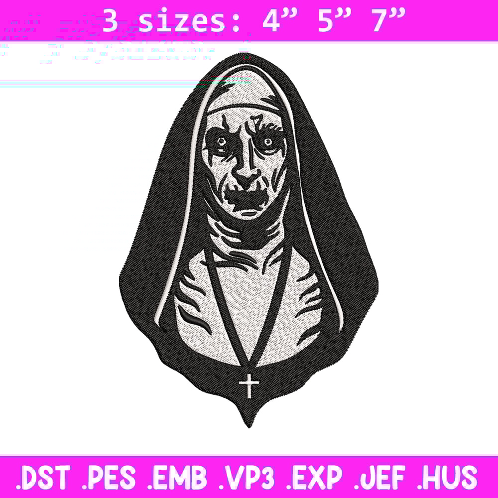The Nun Embroidery design, The Nun logo Embroidery, Horror design, Embroidery File, logo shirt, Digital download..jpg