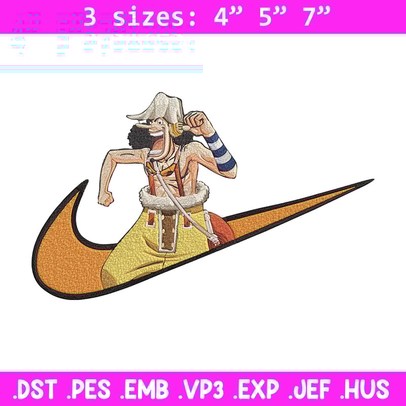 Usopp x nike Embroidery Design, One piece Embroidery, Embroidery File, Nike Embroidery, Anime shirt, Digital download.jpg