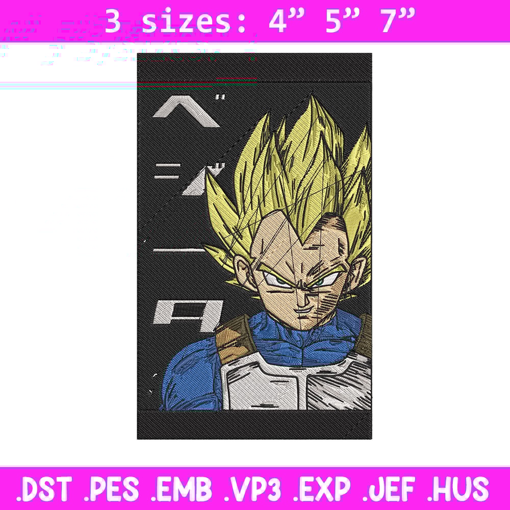 Vegeta poster Embroidery Design, Dragonball Embroidery, Embroidery File,Anime Embroidery, Anime shirt, Digital download.jpg