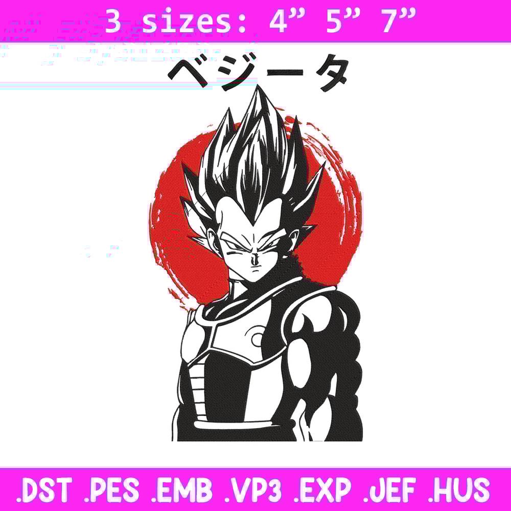 Vegeta poster Embroidery Design, Dragonball Embroidery,Embroidery File, Anime Embroidery, Anime shirt, Digital download.jpg