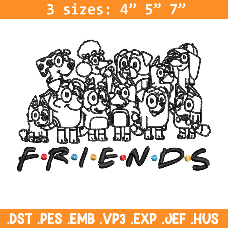 Bluey family Coloring Pages Embroidery, Bluey Embroidery, Embroidery File, cartoon design, logo shirt, Digital download..jpg