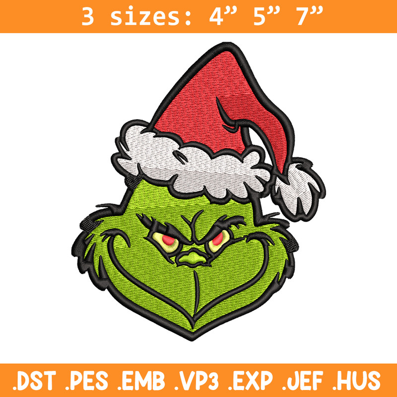 Christmas Grinch Face Embroidery design, Grinch christmas Embroidery, Embroidery File, Grinch design, Instant download..jpg