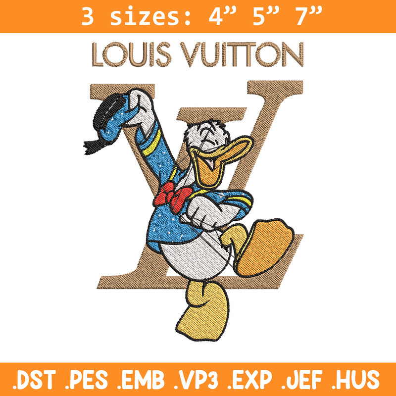 Duck cartoon lv Embroidery Design, LV Embroidery, Brand Embroidery, Embroidery File, Logo shirt, Digital download.jpg