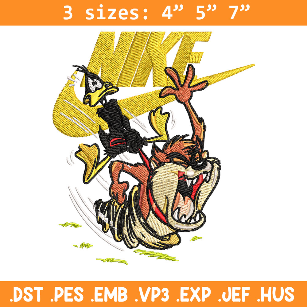 Duffy and Taz Nike Embroidery design, cartoon Embroidery, Nike design, Embroidery file, logo shirt, Instant download..jpg