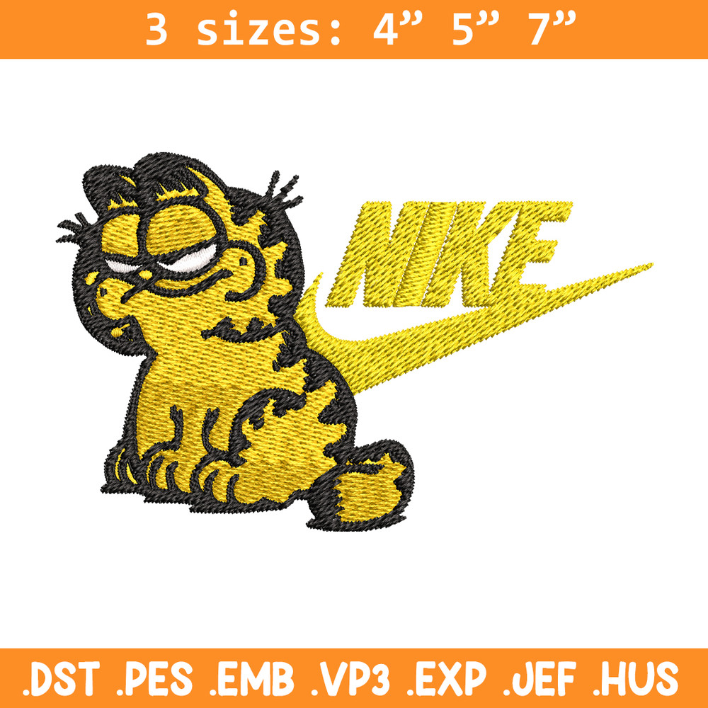 Garfield Nike Embroidery design, cartoon Embroidery, Nike design, Embroidery file, cartoon shirt, Instant download..jpg