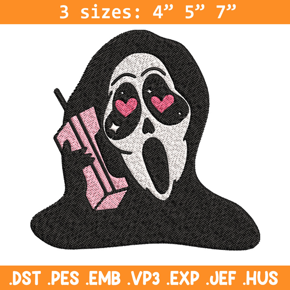 Ghost Face Call Me Embroidery design, Ghost Face Embroidery, Embroidery File, Horror design, Digital download..jpg