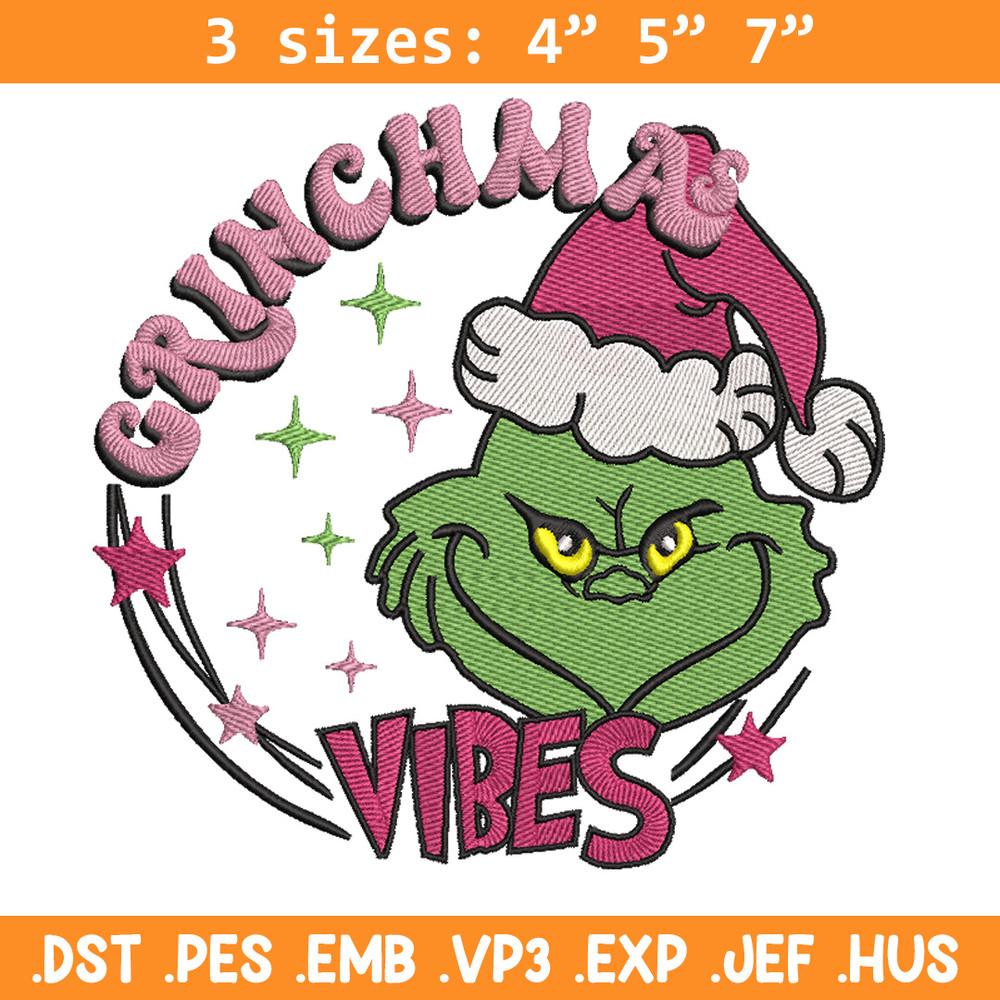 Grinch vibes embroidery design, Grinch embroidery, Chrismas design,Embroidery shirt, Embroidery file, Digital download.jpg