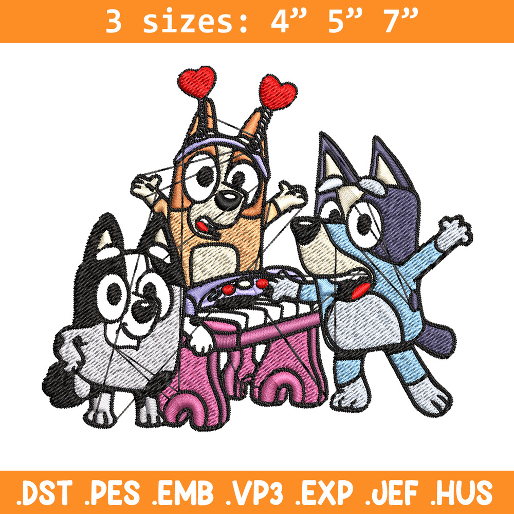 Happy birthday bluey Embroidery, Bluey Embroidery, Embroidery File, cartoon shirt, cartoon design, Digital download..jpg