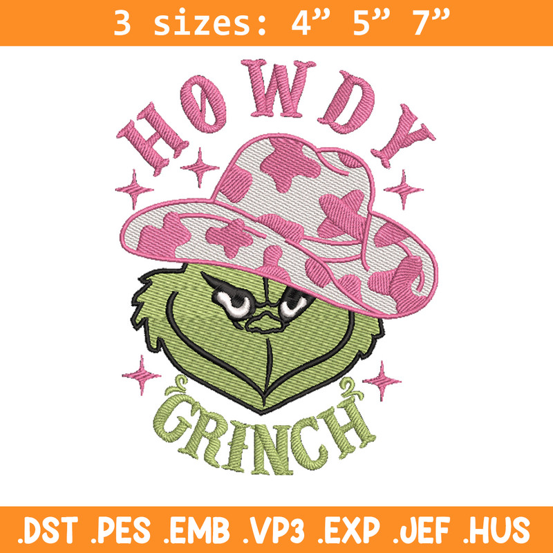 Howdy grinch embroidery design, Grinch embroidery,Chrismas design, Embroidery shirt, Embroidery file, Digital download.jpg