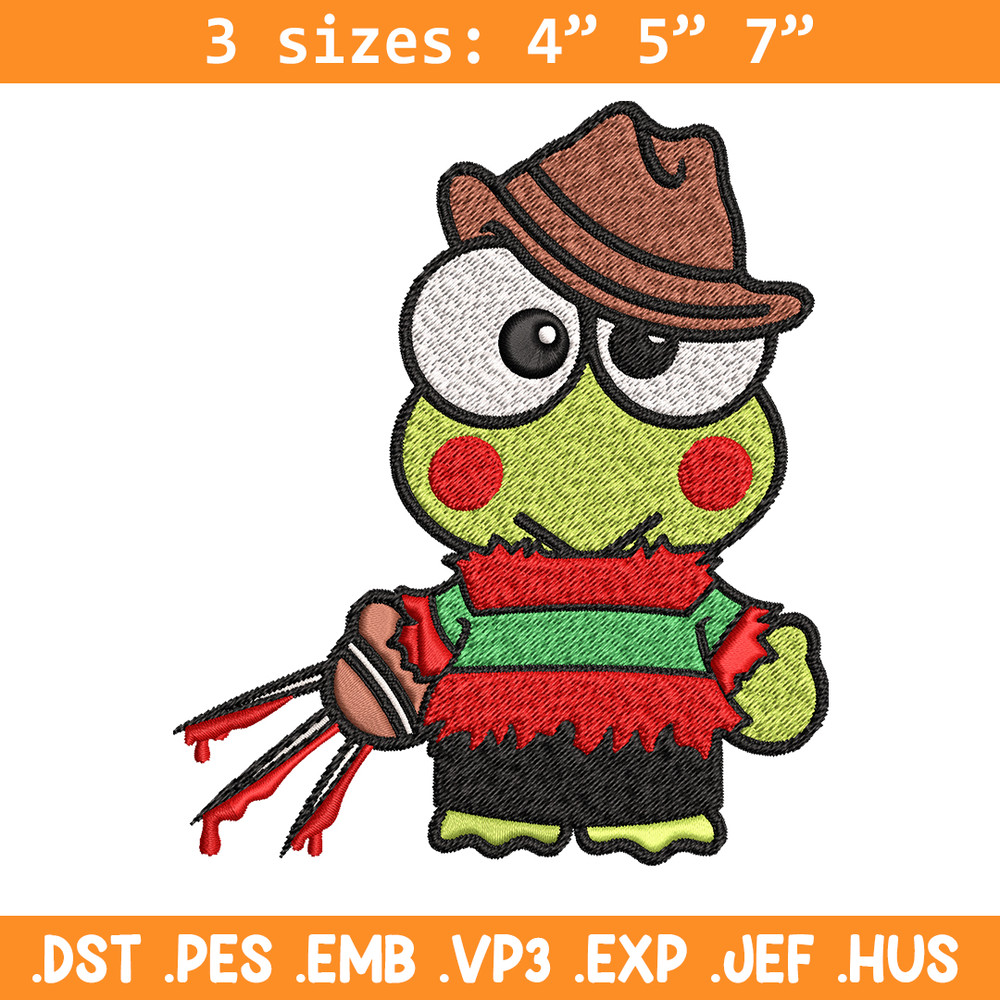 Keroppi Freddy Krueger Embroidery design, Horror Embroidery, horror design, Embroidery File, Digital download..jpg