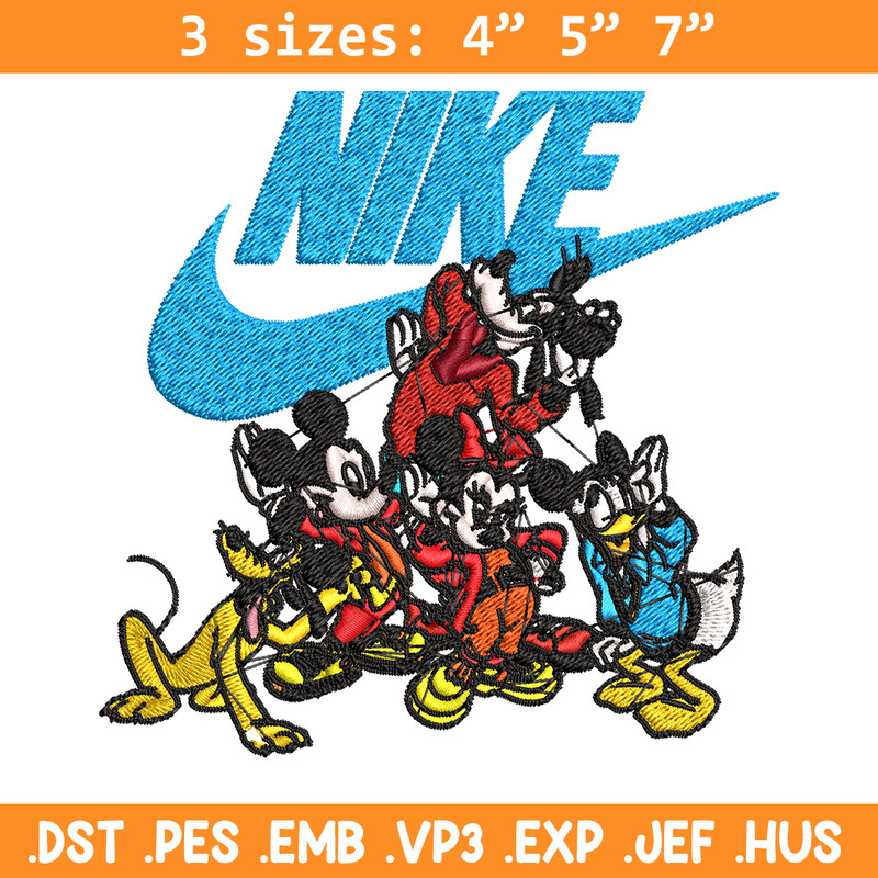 Mickey and friends Nike Embroidery design, Disney Embroidery, Nike design, Embroidery file, logo shirt, Instant download.jpg