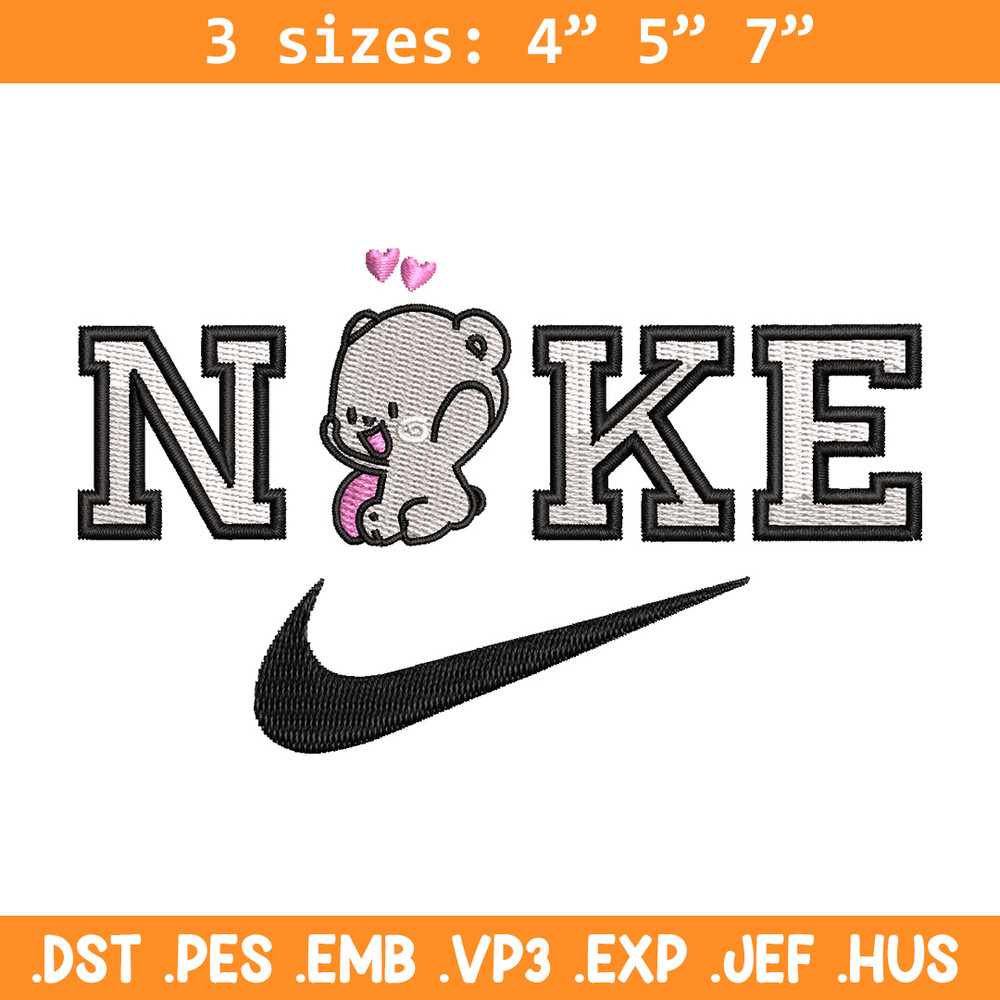 Nike x bear cute embroidery design, Bear embroidery, Nike design, Embroidery shirt, Embroidery file, Digital download.jpg