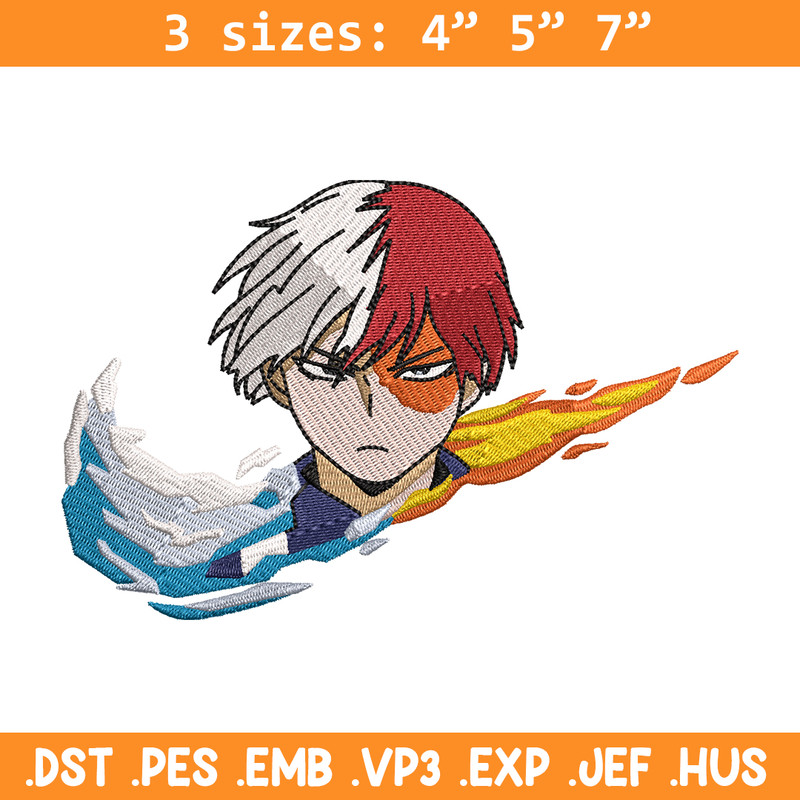 Nike x Todoroki embroidery design, My hero academia embroidery, Nike design, anime design, anime shirt, Digital download.jpg