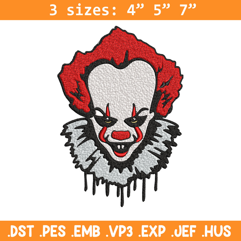 Pennywise Embroidery design, Pennywise Halloween Embroidery, Embroidery File, halloween design, Digital download..jpg