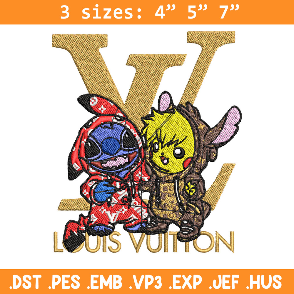 Pikachu x stitch lv Embroidery Design, LV Embroidery, Embroidery File, Logo shirt, Sport Embroidery, Digital download.jpg