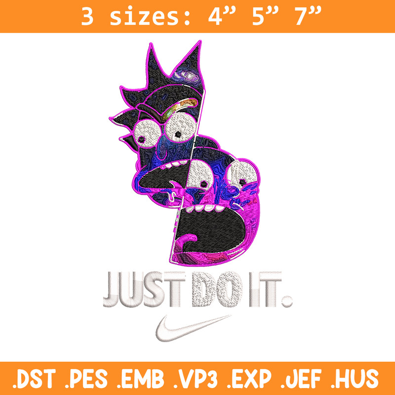 Rick and Morty x Just Rick It Embroidery design, Cartoon Embroidery, Logo Nike design, Embroidery file, Instant download.jpg