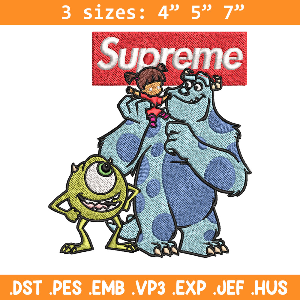 Sulley & Mike Monsters supreme Embroidery design, cartoon Embroidery, cartoon design, Embroidery File, Instant download..jpg