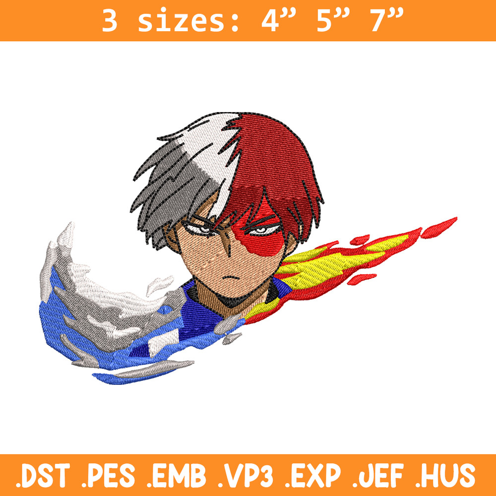 Todoroki Nike embroidery design, My hero academia embroidery, Nike design, anime design, anime shirt, Digital download.jpg