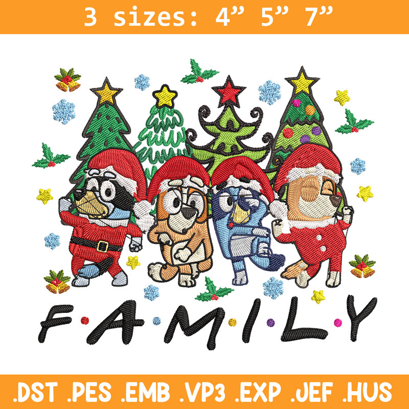 Bluey family Embroidery Design, Bluey Embroidery, Embroidery File, Chrismas Embroidery, Anime shirt, Digital download..jpg