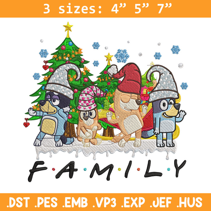 Bluey family Embroidery Design, Bluey Embroidery, Embroidery File, Chrismas Embroidery, Anime shirt, Digital download.jpg