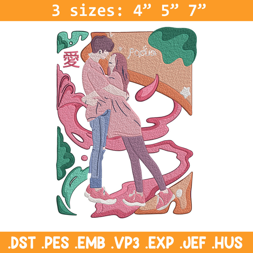Couple poster Embroidery Design, Couple Embroidery, Embroidery File, Anime Embroidery, Anime shirt, Digital download.jpg