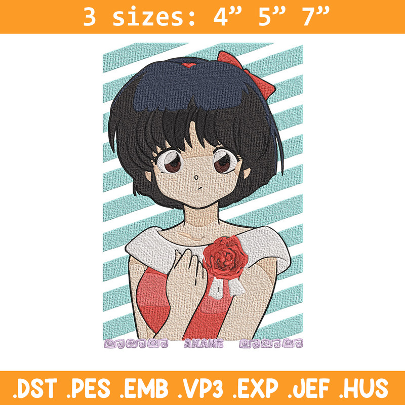 Akane Tendo Embroidery Design, Ranma Embroidery, Embroidery File, Anime Embroidery, Anime shirt, Digital download.jpg