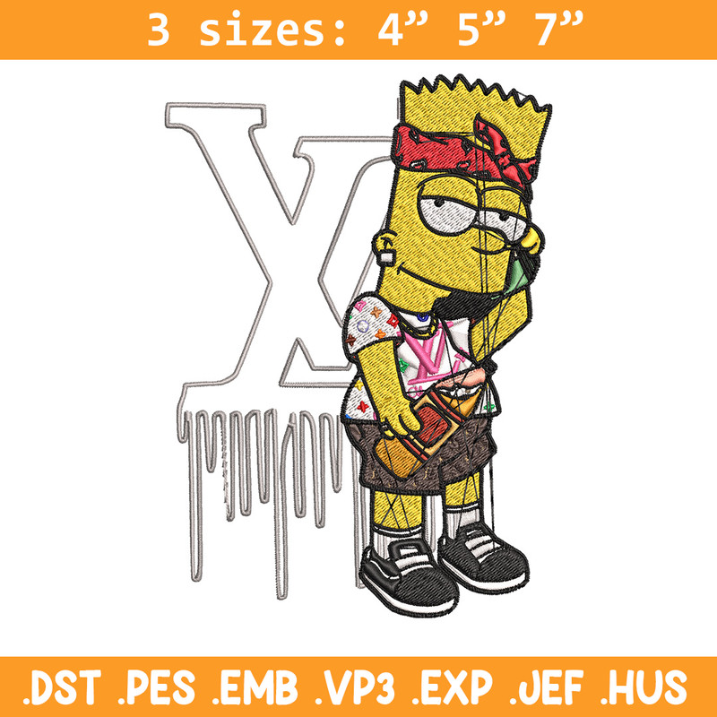 Bart simpson lv Embroidery Design, Lv Embroidery, Embroidery File, Simpson Embroidery, Logo shirt, Digital download.jpg