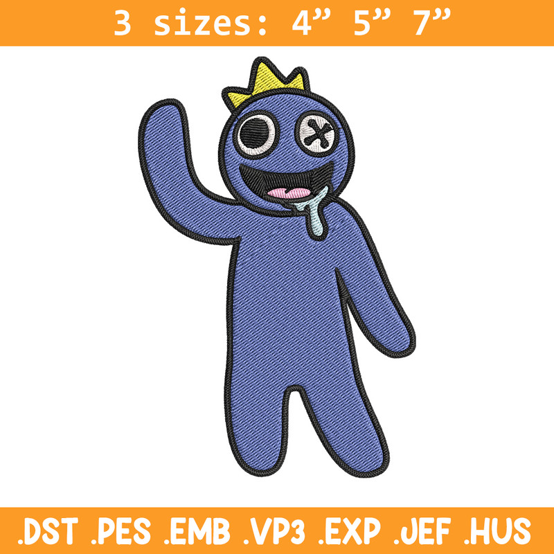 Blue Rainbow Embroidery Design, Rainbow Friends Embroidery, Embroidery File, Anime Embroidery, Digital download..jpg