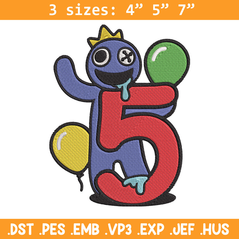 Blue Rainbow Embroidery Design, Rainbow Friends Embroidery, Embroidery File, Anime Embroidery, Digital download.jpg