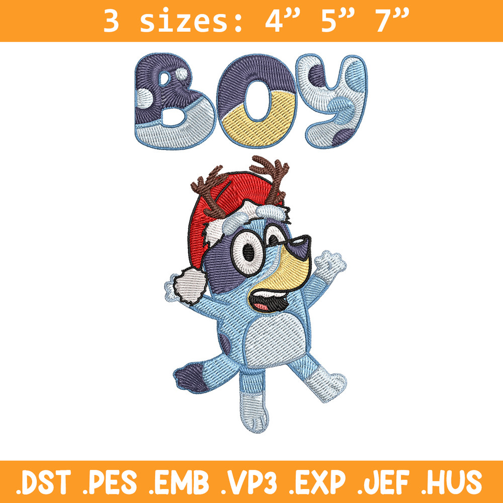 Bluey boy Embroidery Design, Bluey Embroidery, Embroidery File, Chrismas Embroidery, Anime shirt, Digital download.jpg