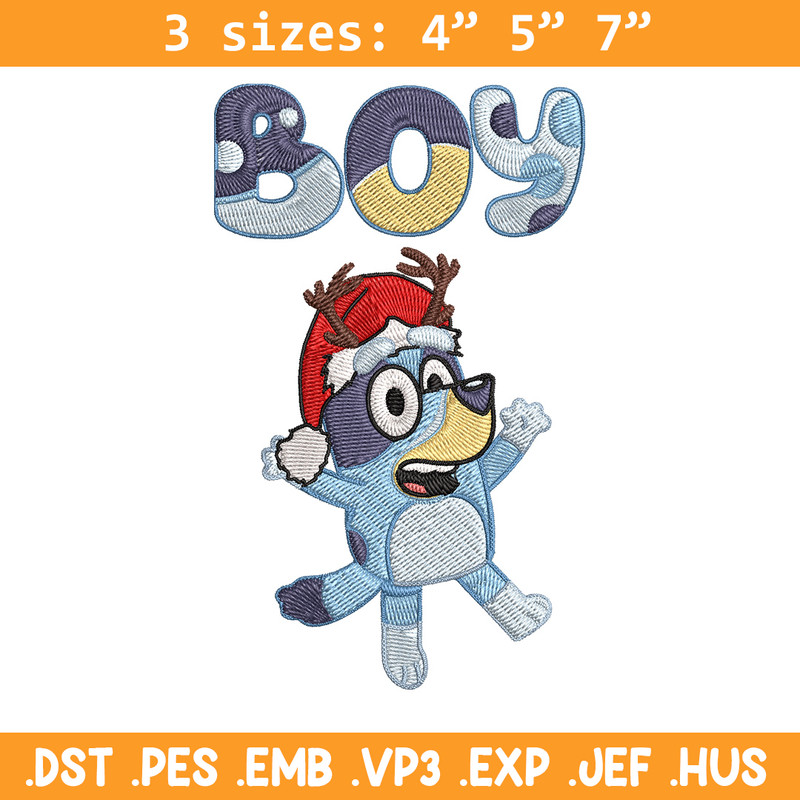 Bluey boy Embroidery Design, Bluey Embroidery, Embroidery File, Chrismas Embroidery, Anime shirt, Digital download.jpg