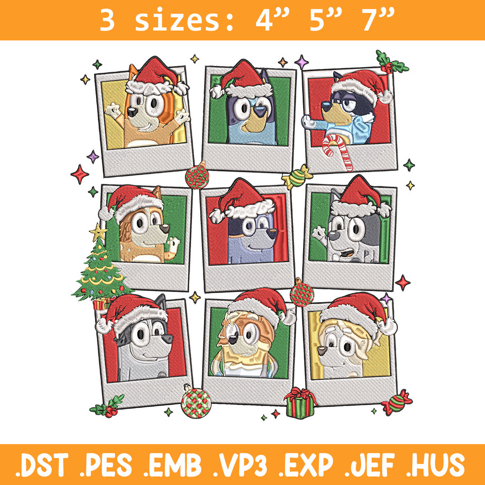 Bluey chrismas Embroidery Design, Bluey Embroidery, Embroidery File, Anime Embroidery, Anime shirt, Digital download.jpg