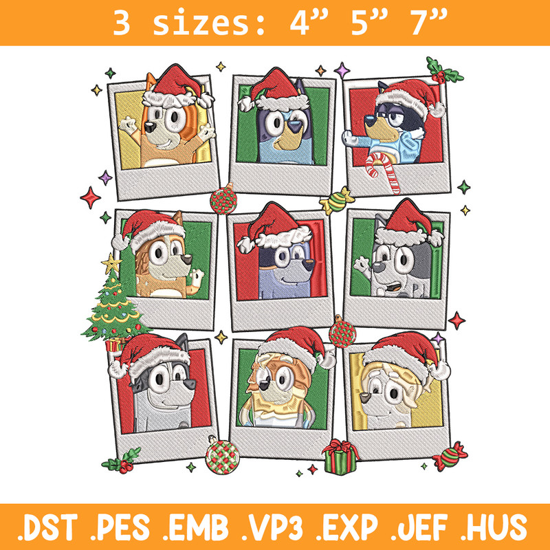 Bluey chrismas Embroidery Design, Bluey Embroidery, Embroidery File, Anime Embroidery, Anime shirt, Digital download.jpg
