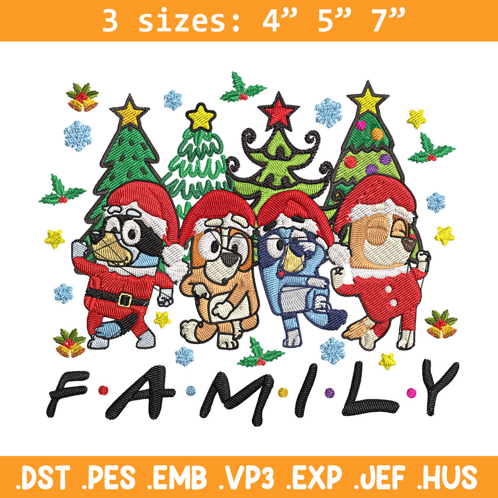Bluey family Embroidery Design, Bluey Embroidery, Embroidery File, Chrismas Embroidery, Anime shirt, Digital download..jpg