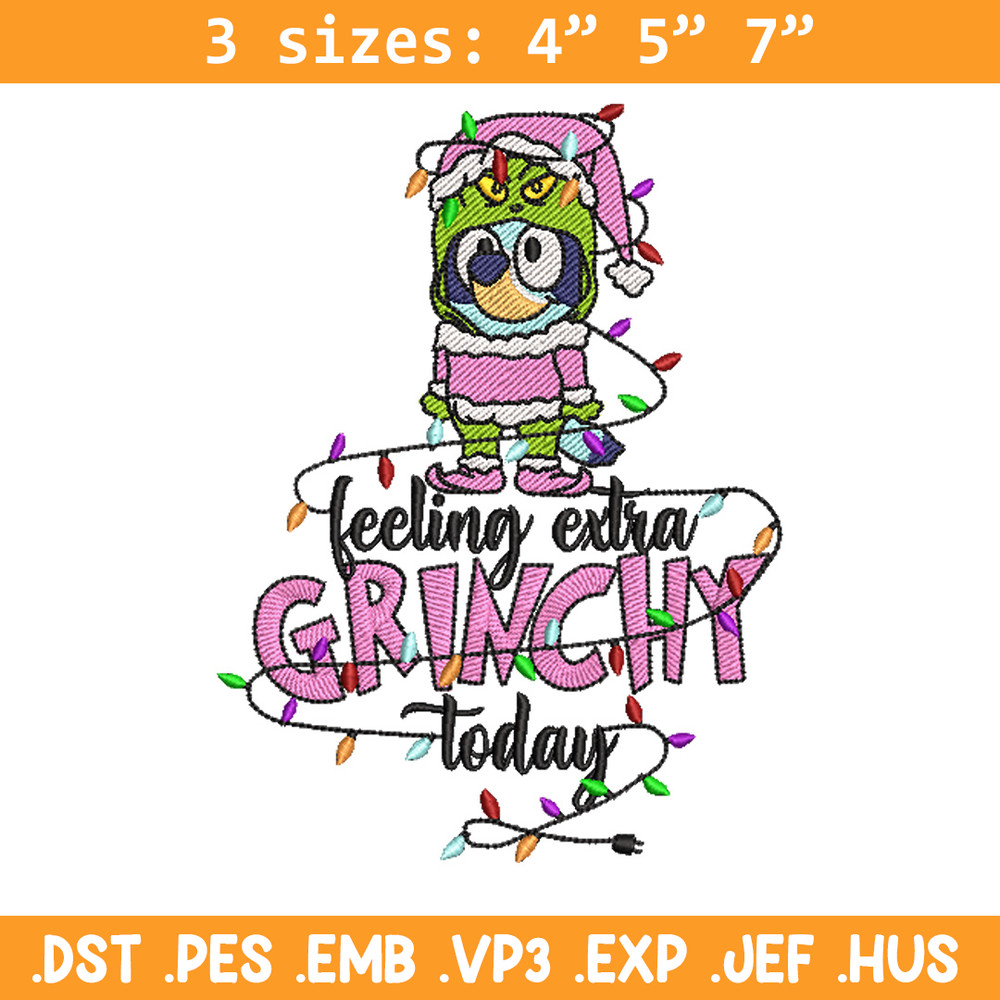 Bluey x grinch embroidery design, Bluey embroidery, Chrismas design, Embroidery file, Embroidery shirt, Digital download.jpg